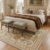 GENIMO 5X7 Area Rugs for Living Room Machine Washable, Modern Botanical Non Slip Low Pile Soft Rugs, Vintage Floral Carpet for Bedroom Dining Room, Home Office, Warm Beige(Dusty Ochre)