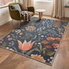 GENIMO 5X7 Area Rugs for Living Room Machine Washable, Modern Botanical Non Slip Low Pile Soft Rugs, Vintage Floral Carpet for Bedroom Dining Room, Home Office, Warm Beige(Dusty Blue-1)