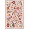 GENIMO 5X7 Area Rugs for Living Room Machine Washable, Modern Botanical Non Slip Low Pile Soft Rugs, Vintage Floral Carpet for Bedroom Dining Room, Home Office, Warm Beige(Dusty Pink)