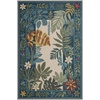 GENIMO 5X7 Area Rugs for Living Room Machine Washable, Modern Botanical Non Slip Low Pile Soft Rugs, Vintage Floral Carpet for Bedroom Dining Room, Home Office, Warm Beige(Dusty Teal-1)