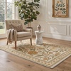 GENIMO 5X7 Area Rugs for Living Room Machine Washable, Modern Botanical Non Slip Low Pile Soft Rugs, Vintage Floral Carpet for Bedroom Dining Room, Home Office, Warm Beige(Dusty Ochre)