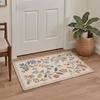 GENIMO 5X7 Area Rugs for Living Room Machine Washable, Modern Botanical Non Slip Low Pile Soft Rugs, Vintage Floral Carpet for Bedroom Dining Room, Home Office, Warm Beige(Creamy Beige)