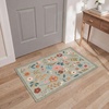 GENIMO 5X7 Area Rugs for Living Room Machine Washable, Modern Botanical Non Slip Low Pile Soft Rugs, Vintage Floral Carpet for Bedroom Dining Room, Home Office, Warm Beige(Muted Sage)