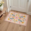 GENIMO 5X7 Area Rugs for Living Room Machine Washable, Modern Botanical Non Slip Low Pile Soft Rugs, Vintage Floral Carpet for Bedroom Dining Room, Home Office, Warm Beige(Dusty Blush)