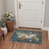 GENIMO 5X7 Area Rugs for Living Room Machine Washable, Modern Botanical Non Slip Low Pile Soft Rugs, Vintage Floral Carpet for Bedroom Dining Room, Home Office, Warm Beige(Dusty Teal-1)