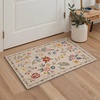 GENIMO 5X7 Area Rugs for Living Room Machine Washable, Modern Botanical Non Slip Low Pile Soft Rugs, Vintage Floral Carpet for Bedroom Dining Room, Home Office, Warm Beige(Warm Beige-1)
