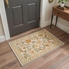 GENIMO 5X7 Area Rugs for Living Room Machine Washable, Modern Botanical Non Slip Low Pile Soft Rugs, Vintage Floral Carpet for Bedroom Dining Room, Home Office, Warm Beige(Dusty Ochre)