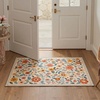 GENIMO 5X7 Area Rugs for Living Room Machine Washable, Modern Botanical Non Slip Low Pile Soft Rugs, Vintage Floral Carpet for Bedroom Dining Room, Home Office, Warm Beige(Dusty Terracotta)