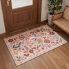 GENIMO 5X7 Area Rugs for Living Room Machine Washable, Modern Botanical Non Slip Low Pile Soft Rugs, Vintage Floral Carpet for Bedroom Dining Room, Home Office, Warm Beige(Dusty Pink)