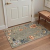 GENIMO 5X7 Area Rugs for Living Room Machine Washable, Modern Botanical Non Slip Low Pile Soft Rugs, Vintage Floral Carpet for Bedroom Dining Room, Home Office, Warm Beige(Dusty Sage)