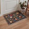 GENIMO 5X7 Area Rugs for Living Room Machine Washable, Modern Botanical Non Slip Low Pile Soft Rugs, Vintage Floral Carpet for Bedroom Dining Room, Home Office, Warm Beige(Black)