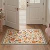 GENIMO 5X7 Area Rugs for Living Room Machine Washable, Modern Botanical Non Slip Low Pile Soft Rugs, Vintage Floral Carpet for Bedroom Dining Room, Home Office, Warm Beige(Warm Beige-3)