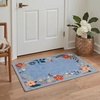 GENIMO 5X7 Area Rugs for Living Room Machine Washable, Modern Botanical Non Slip Low Pile Soft Rugs, Vintage Floral Carpet for Bedroom Dining Room, Home Office, Warm Beige(Dusty Blue-2)