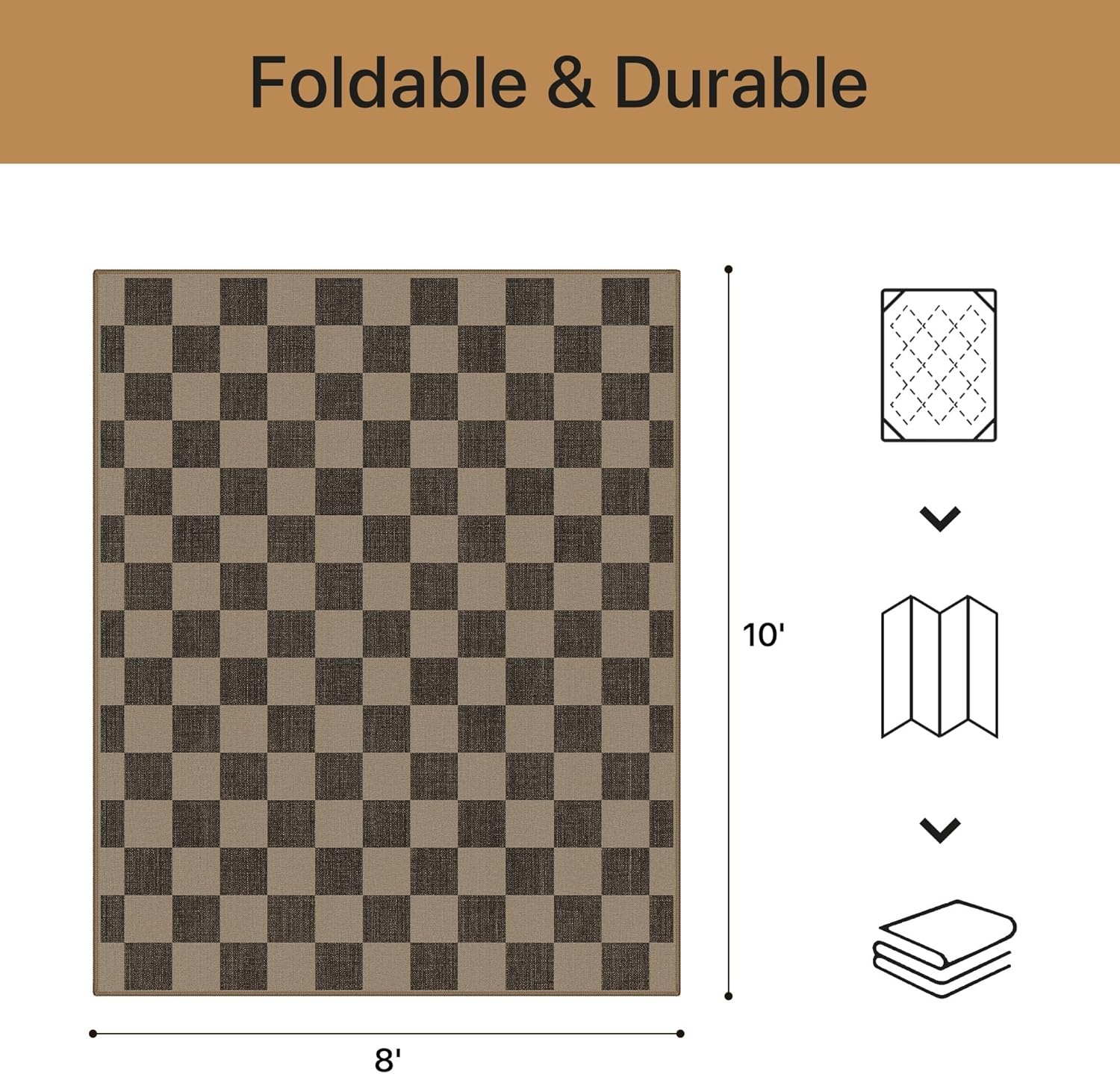image:imageGENIMO Indoor Outdoor Area Rug 8x10 Checkered Easy Jute Rug Machine Washable EasyCleaning Non Slip Plaid Outdoor Carpet for Patio Living Room Backyard Porch Deck BalconyCheckerboard