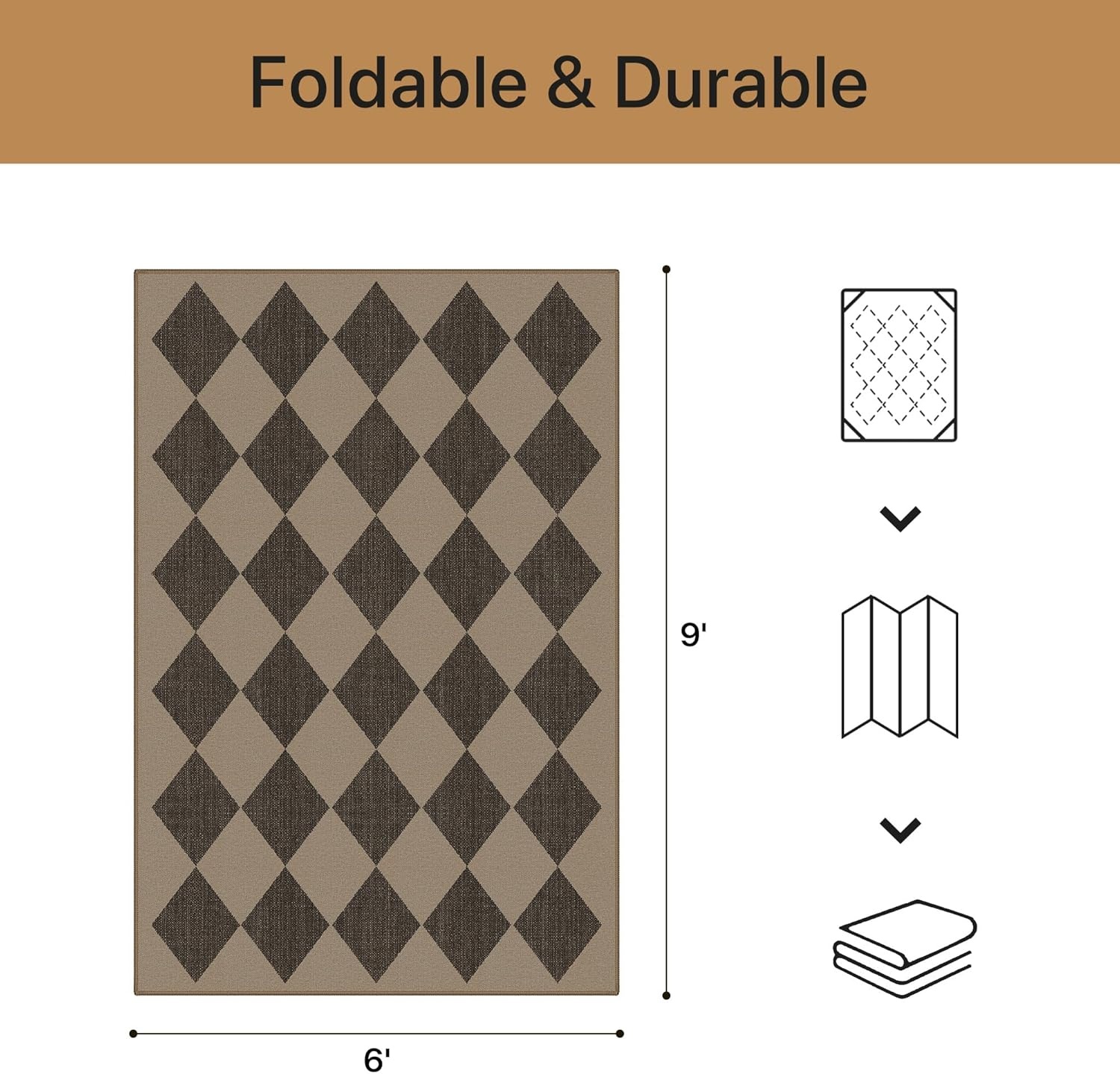 image:imageGENIMO Indoor Outdoor Area Rug 8x10 Checkered Easy Jute Rug Machine Washable EasyCleaning Non Slip Plaid Outdoor Carpet for Patio Living Room Backyard Porch Deck BalconySmooth Diamond