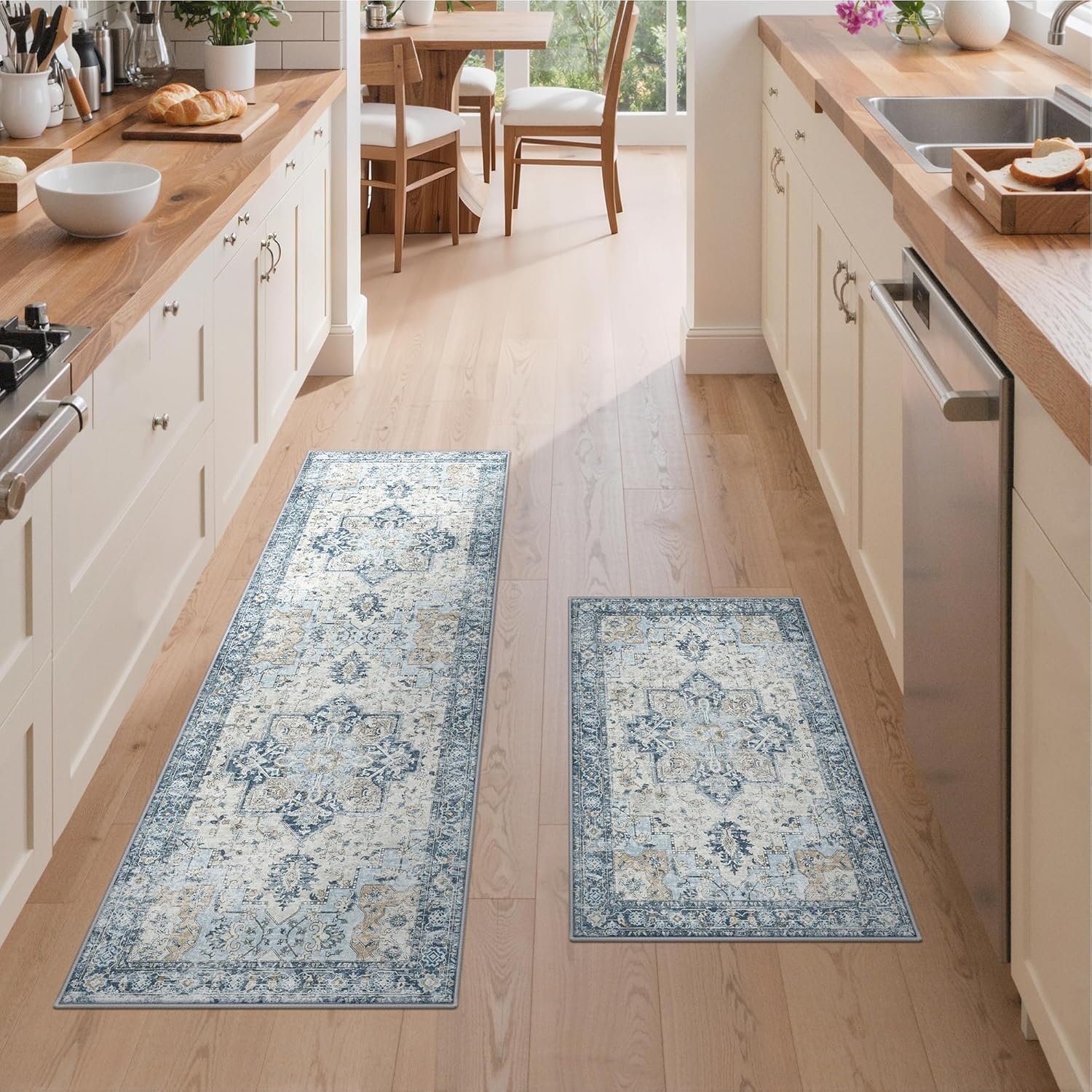 image:imageGENIMO Kitchen Rugs Non Slip Washable Kitchen Mats for Floor Cushioned Standing Mat Kitchen Runner Rug Floor Mat for Kitchen Decor Laundry Sink Entryway Home 24x36 BlueBlue