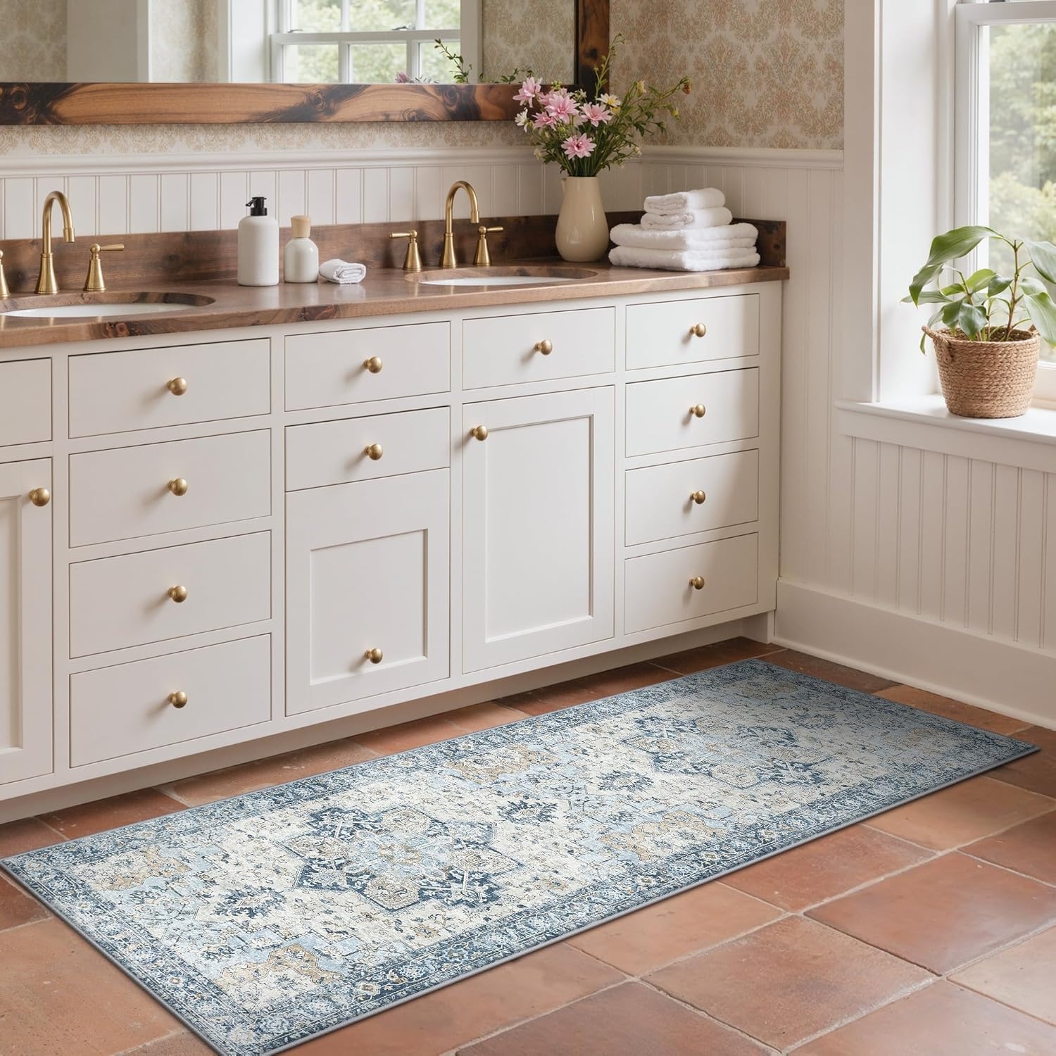 image:imageGENIMO Kitchen Rugs Non Slip Washable Kitchen Mats for Floor Cushioned Standing Mat Kitchen Runner Rug Floor Mat for Kitchen Decor Laundry Sink Entryway Home 24x36 BlueBlue