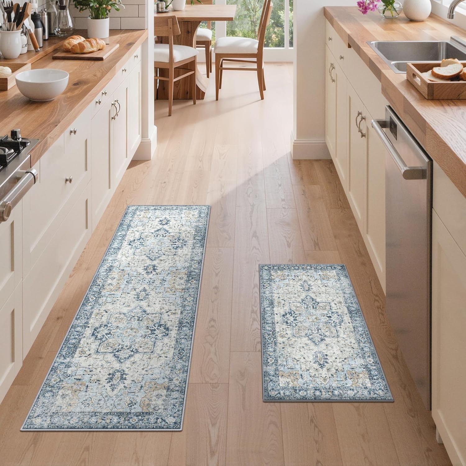 image:imageGENIMO Kitchen Rugs Non Slip Washable Kitchen Mats for Floor Cushioned Standing Mat Kitchen Runner Rug Floor Mat for Kitchen Decor Laundry Sink Entryway Home 24x36 BlueBlue