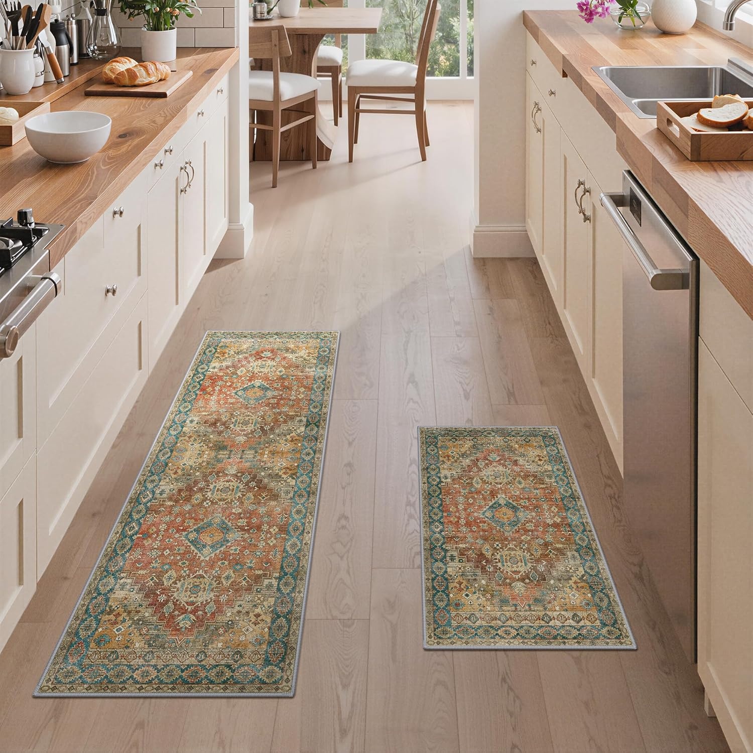 image:imageGENIMO Kitchen Rugs Non Slip Washable Kitchen Mats for Floor Cushioned Standing Mat Kitchen Runner Rug Floor Mat for Kitchen Decor Laundry Sink Entryway Home 24x36 BlueRetrobrick