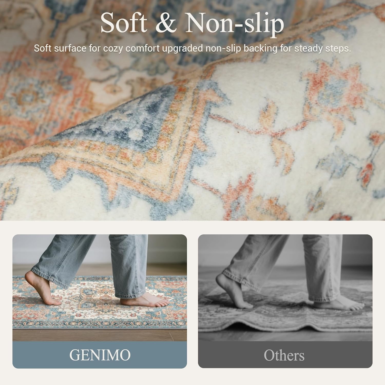 image:imageGENIMO Kitchen Rugs Non Slip Washable Kitchen Mats for Floor Cushioned Standing Mat Kitchen Runner Rug Floor Mat for Kitchen Decor Laundry Sink Entryway Home 24x36 BlueBlue Salmon