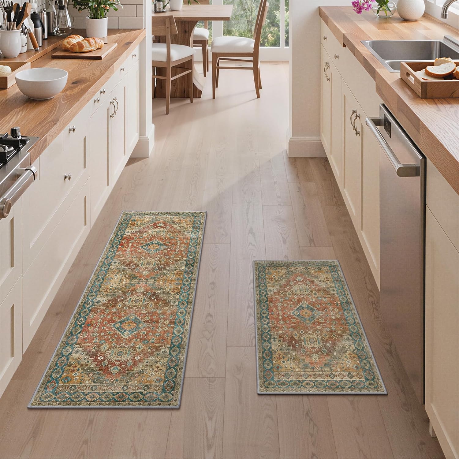 image:imageGENIMO Kitchen Rugs Non Slip Washable Kitchen Mats for Floor Cushioned Standing Mat Kitchen Runner Rug Floor Mat for Kitchen Decor Laundry Sink Entryway Home 24x36 BlueRetrobrick