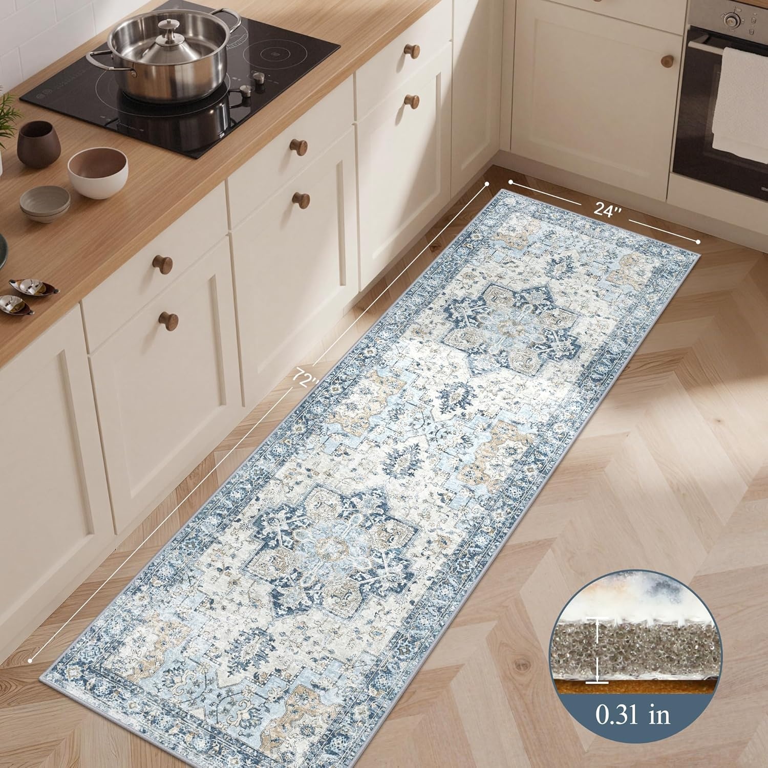 image:imageGENIMO Kitchen Rugs Non Slip Washable Kitchen Mats for Floor Cushioned Standing Mat Kitchen Runner Rug Floor Mat for Kitchen Decor Laundry Sink Entryway Home 24x36 BlueBlue