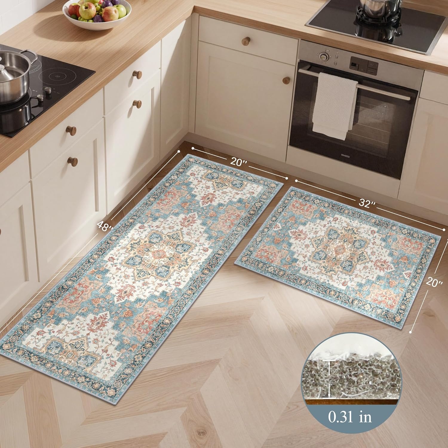 image:imageGENIMO Kitchen Rugs Non Slip Washable Kitchen Mats for Floor Cushioned Standing Mat Kitchen Runner Rug Floor Mat for Kitchen Decor Laundry Sink Entryway Home 24x36 BlueBlue Salmon
