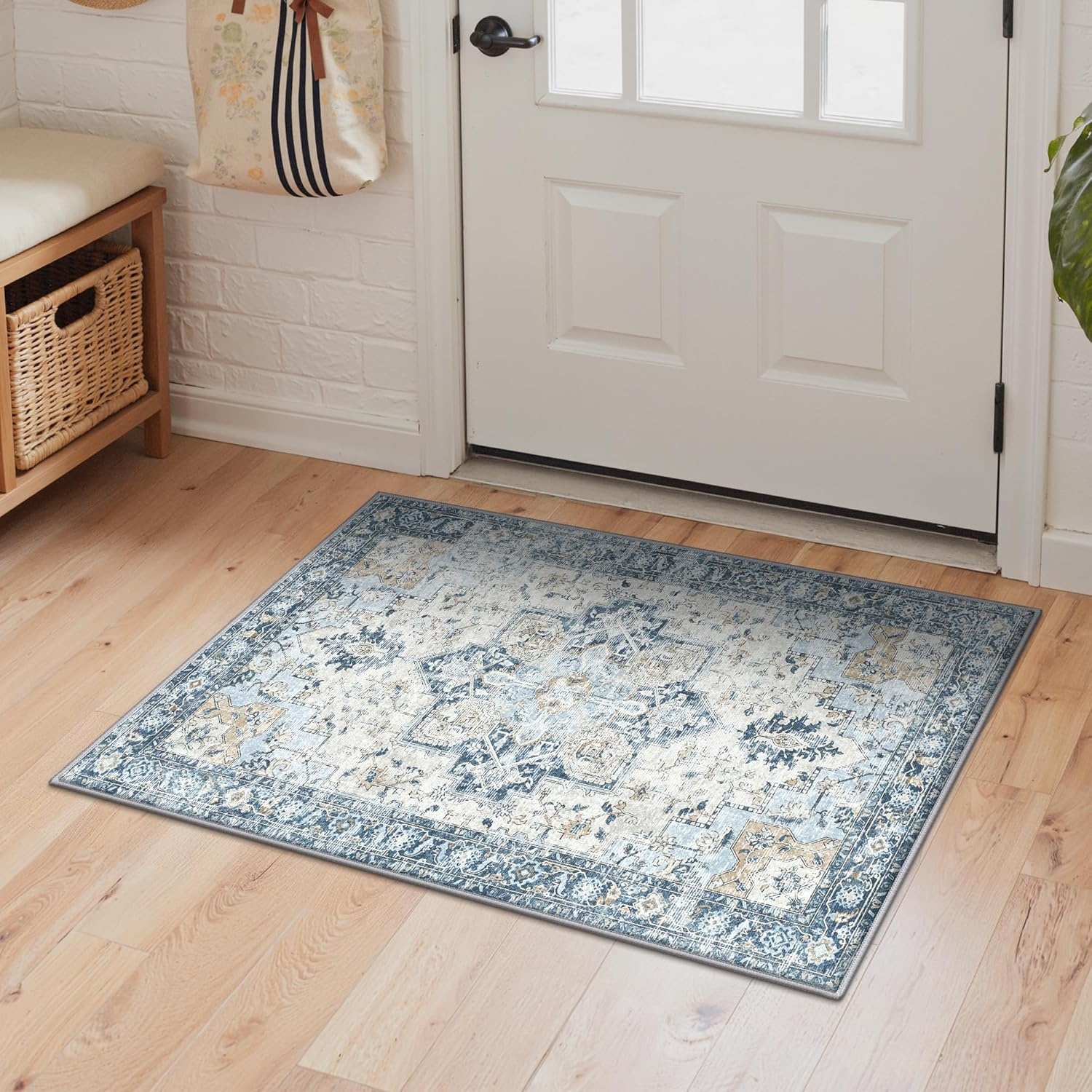 image:imageGENIMO Kitchen Rugs Non Slip Washable Kitchen Mats for Floor Cushioned Standing Mat Kitchen Runner Rug Floor Mat for Kitchen Decor Laundry Sink Entryway Home 24x36 BlueBlue