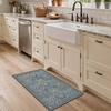 GENIMO Floral Washable Runner Rug 2’6”x8’, Non-Slip Long Hallway Carpet for Entryway, Kitchen, Indoor Floor Use, Vintage Boho Soft Thin Rug Décor, Beige/Navy(Beige/Navy)