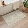 GENIMO Floral Washable Runner Rug 2’6”x8’, Non-Slip Long Hallway Carpet for Entryway, Kitchen, Indoor Floor Use, Vintage Boho Soft Thin Rug Décor, Beige/Navy(Beige/Navy)