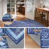 GENIMO Floral Washable Runner Rug 2’6”x8’, Non-Slip Long Hallway Carpet for Entryway, Kitchen, Indoor Floor Use, Vintage Boho Soft Thin Rug Décor, Beige/Navy(Blue)