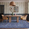 GENIMO Floral Washable Runner Rug 2’6”x8’, Non-Slip Long Hallway Carpet for Entryway, Kitchen, Indoor Floor Use, Vintage Boho Soft Thin Rug Décor, Beige/Navy(Blue)