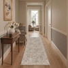 GENIMO Floral Washable Runner Rug 2’6”x8’, Non-Slip Long Hallway Carpet for Entryway, Kitchen, Indoor Floor Use, Vintage Boho Soft Thin Rug Décor, Beige/Navy(Brown)