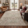 GENIMO Floral Washable Runner Rug 2’6”x8’, Non-Slip Long Hallway Carpet for Entryway, Kitchen, Indoor Floor Use, Vintage Boho Soft Thin Rug Décor, Beige/Navy(Brown)