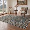 GENIMO Floral Washable Runner Rug 2’6”x8’, Non-Slip Long Hallway Carpet for Entryway, Kitchen, Indoor Floor Use, Vintage Boho Soft Thin Rug Décor, Beige/Navy(Center Blue)
