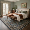 GENIMO Floral Washable Runner Rug 2’6”x8’, Non-Slip Long Hallway Carpet for Entryway, Kitchen, Indoor Floor Use, Vintage Boho Soft Thin Rug Décor, Beige/Navy(Center Blue)