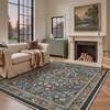 GENIMO Floral Washable Runner Rug 2’6”x8’, Non-Slip Long Hallway Carpet for Entryway, Kitchen, Indoor Floor Use, Vintage Boho Soft Thin Rug Décor, Beige/Navy(Center Blue)