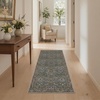 GENIMO Floral Washable Runner Rug 2’6”x8’, Non-Slip Long Hallway Carpet for Entryway, Kitchen, Indoor Floor Use, Vintage Boho Soft Thin Rug Décor, Beige/Navy(Charcoal Sage Green)