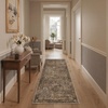GENIMO Floral Washable Runner Rug 2’6”x8’, Non-Slip Long Hallway Carpet for Entryway, Kitchen, Indoor Floor Use, Vintage Boho Soft Thin Rug Décor, Beige/Navy(Dark Brown)