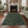 GENIMO Floral Washable Runner Rug 2’6”x8’, Non-Slip Long Hallway Carpet for Entryway, Kitchen, Indoor Floor Use, Vintage Boho Soft Thin Rug Décor, Beige/Navy(Dark Green-1)