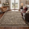 GENIMO Floral Washable Runner Rug 2’6”x8’, Non-Slip Long Hallway Carpet for Entryway, Kitchen, Indoor Floor Use, Vintage Boho Soft Thin Rug Décor, Beige/Navy(Dark Brown)