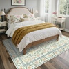 GENIMO Floral Washable Runner Rug 2’6”x8’, Non-Slip Long Hallway Carpet for Entryway, Kitchen, Indoor Floor Use, Vintage Boho Soft Thin Rug Décor, Beige/Navy(Green)