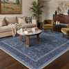 GENIMO Floral Washable Runner Rug 2’6”x8’, Non-Slip Long Hallway Carpet for Entryway, Kitchen, Indoor Floor Use, Vintage Boho Soft Thin Rug Décor, Beige/Navy(Navy Slate)