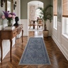 GENIMO Floral Washable Runner Rug 2’6”x8’, Non-Slip Long Hallway Carpet for Entryway, Kitchen, Indoor Floor Use, Vintage Boho Soft Thin Rug Décor, Beige/Navy(Navy Slate)