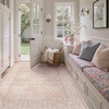 GENIMO Floral Washable Runner Rug 2’6”x8’, Non-Slip Long Hallway Carpet for Entryway, Kitchen, Indoor Floor Use, Vintage Boho Soft Thin Rug Décor, Beige/Navy(Pink White)