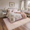 GENIMO Floral Washable Runner Rug 2’6”x8’, Non-Slip Long Hallway Carpet for Entryway, Kitchen, Indoor Floor Use, Vintage Boho Soft Thin Rug Décor, Beige/Navy(Pink White)