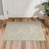 GENIMO Floral Washable Runner Rug 2’6”x8’, Non-Slip Long Hallway Carpet for Entryway, Kitchen, Indoor Floor Use, Vintage Boho Soft Thin Rug Décor, Beige/Navy(Beige Pink)
