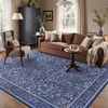 GENIMO Floral Washable Runner Rug 2’6”x8’, Non-Slip Long Hallway Carpet for Entryway, Kitchen, Indoor Floor Use, Vintage Boho Soft Thin Rug Décor, Beige/Navy(Blue)