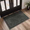 GENIMO Floral Washable Runner Rug 2’6”x8’, Non-Slip Long Hallway Carpet for Entryway, Kitchen, Indoor Floor Use, Vintage Boho Soft Thin Rug Décor, Beige/Navy(Charcoal Green)