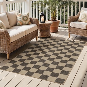 GENIMO Indoor Outdoor Area Rug 8’x10′, Checkered Easy Jute Rug Machine Washable, Easy-Cleaning, Non Slip Plaid Outdoor Carpet for Patio, Living Room, Backyard, Porch, Deck, Balcony(Checkerboard)